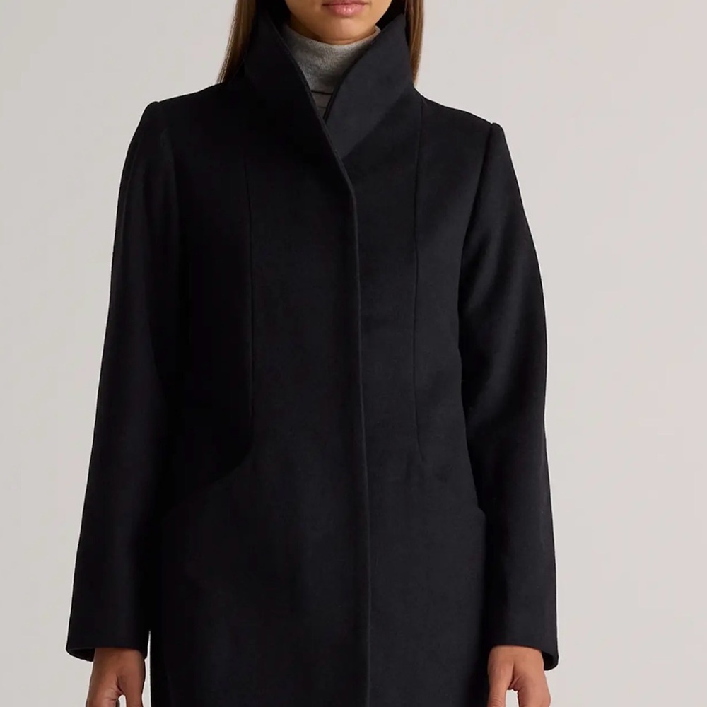Quince Italian Wool Cocoon Coat in Black Large NWOT 757